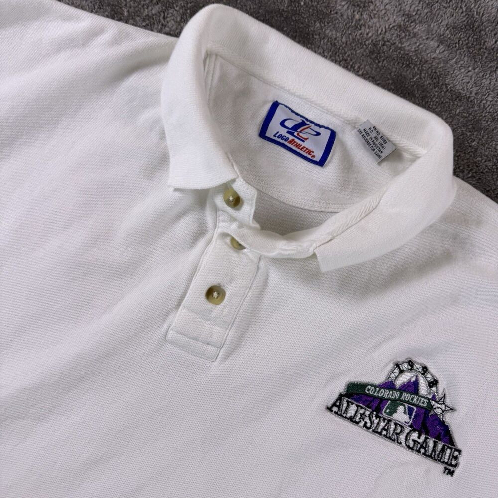 Vintage 1998 Colorado Rockies MLB All Star Game White Polo Logo Athletic XL